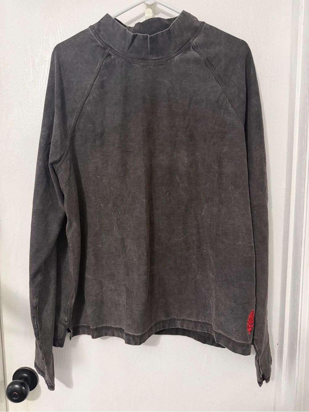 FP Movement by Free People Washed Charcoal Mock Neck Long Sleeve Tee